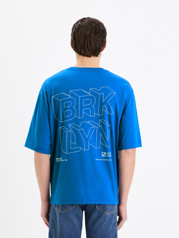 Celio Modra bombažna majica Celio Gesympa