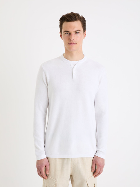 Celio Bela Moški pulover Celio henley Genicolo