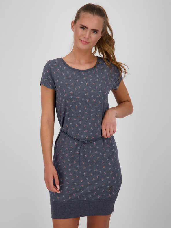 Alife and Kickin Temno siva ženska kratka vzorčasta obleka s pasom Alife and Kickin