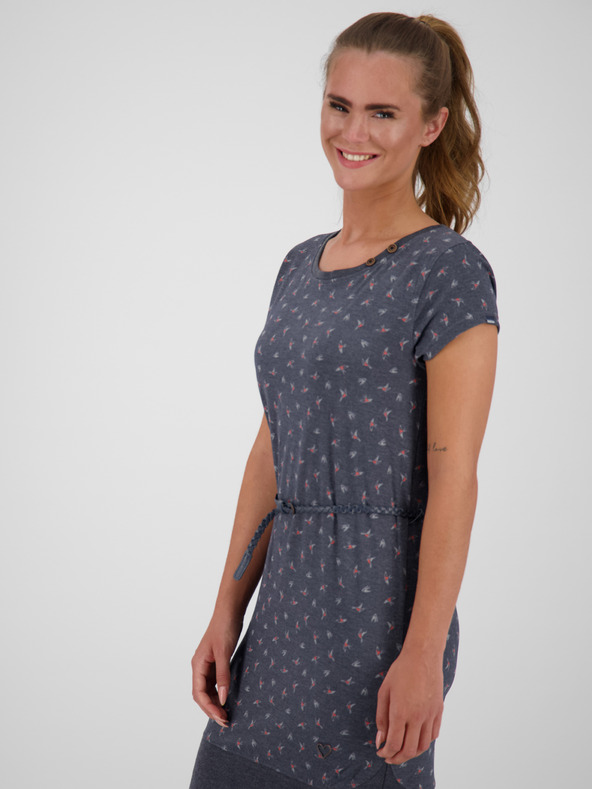 Alife and Kickin Temno siva ženska kratka vzorčasta obleka s pasom Alife and Kickin