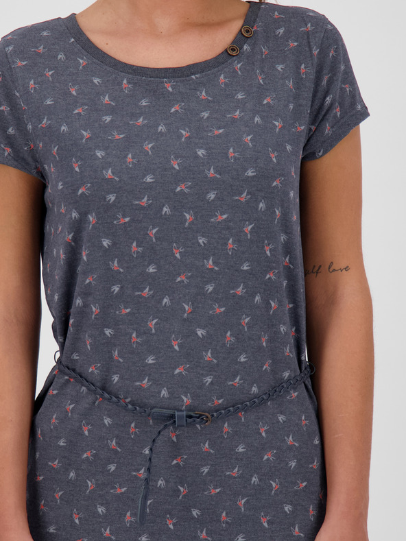 Alife and Kickin Temno siva ženska kratka vzorčasta obleka s pasom Alife and Kickin