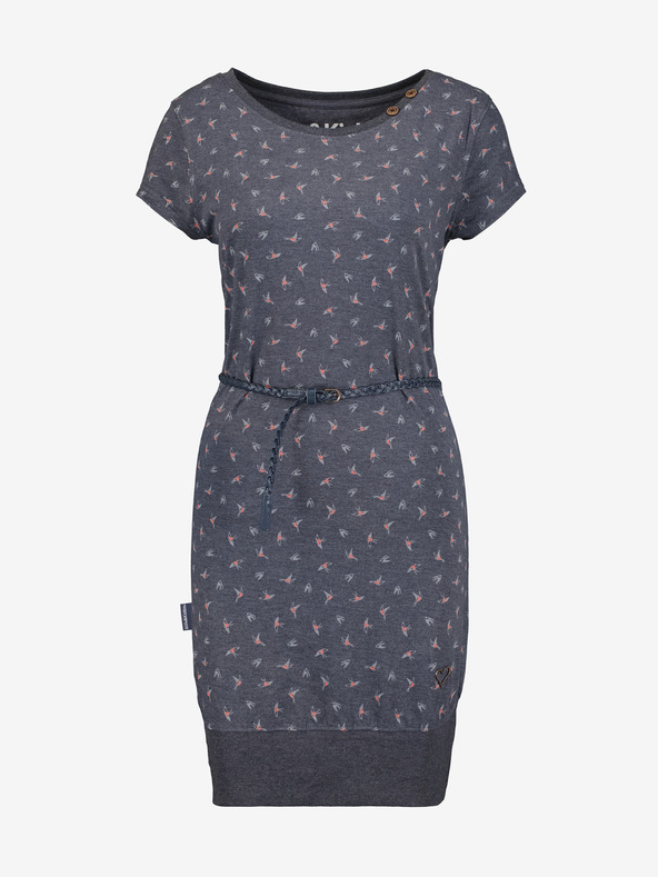 Alife and Kickin Temno siva ženska kratka vzorčasta obleka s pasom Alife and Kickin