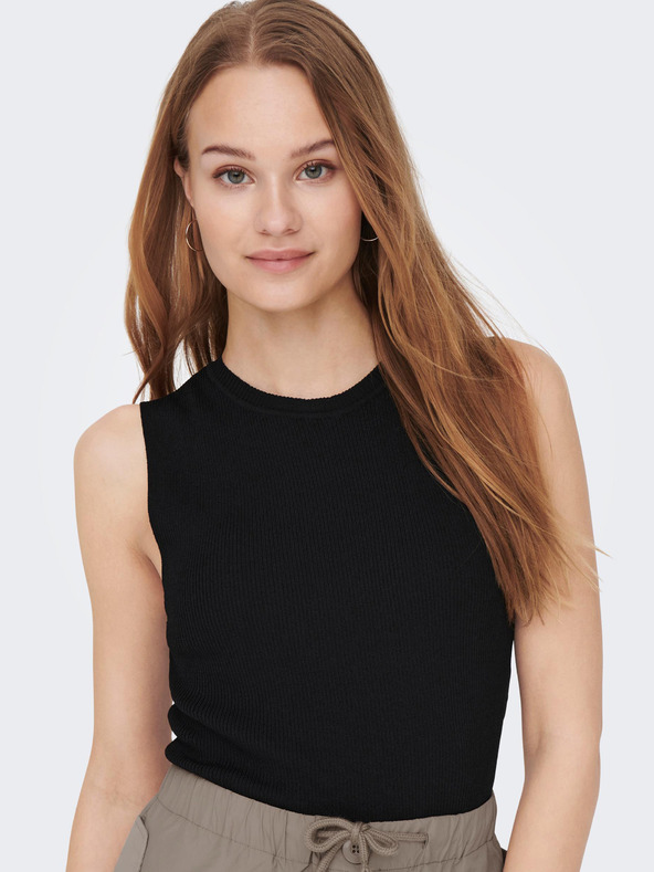 ONLY Črna ženska rebrasta majica ONLY Majli
