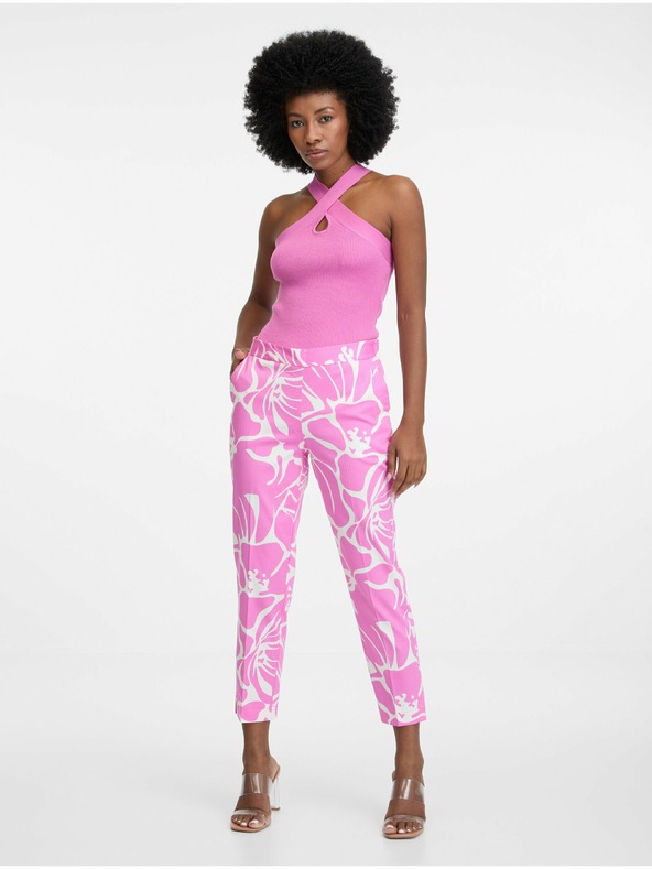 Orsay Belo-roza ženske hlače z vzorcem ORSAY