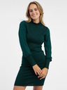 Orsay Temno zelena ženska pletena obleka z rokavi ORSAY
