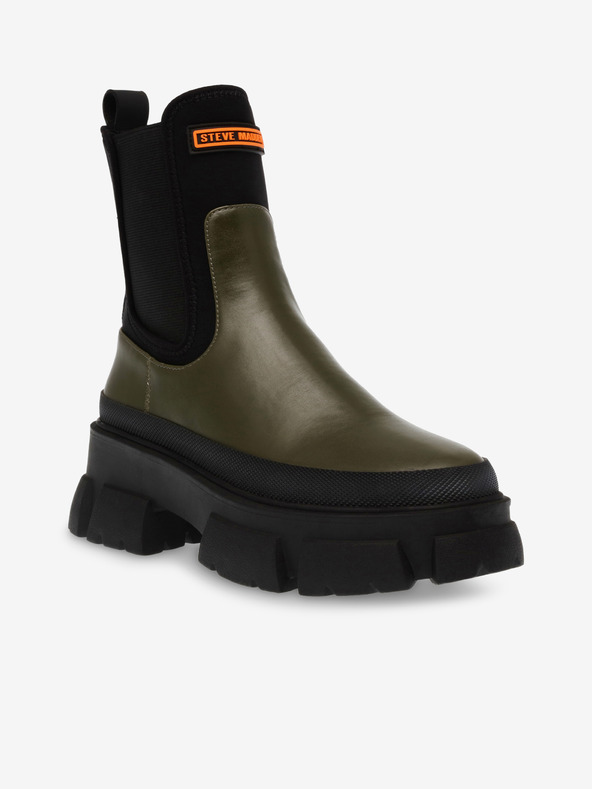 Steve Madden Črno-zeleni ženski usnjeni škornji chelsea Steve Madden Triumphal Bootie