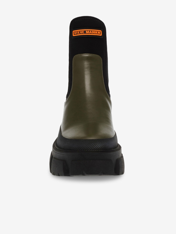 Steve Madden Črno-zeleni ženski usnjeni škornji chelsea Steve Madden Triumphal Bootie
