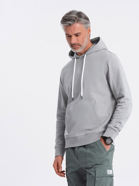 Ombre Clothing Siva moška jopa s kapuco, kenguru in kapuco Ombre Clothing
