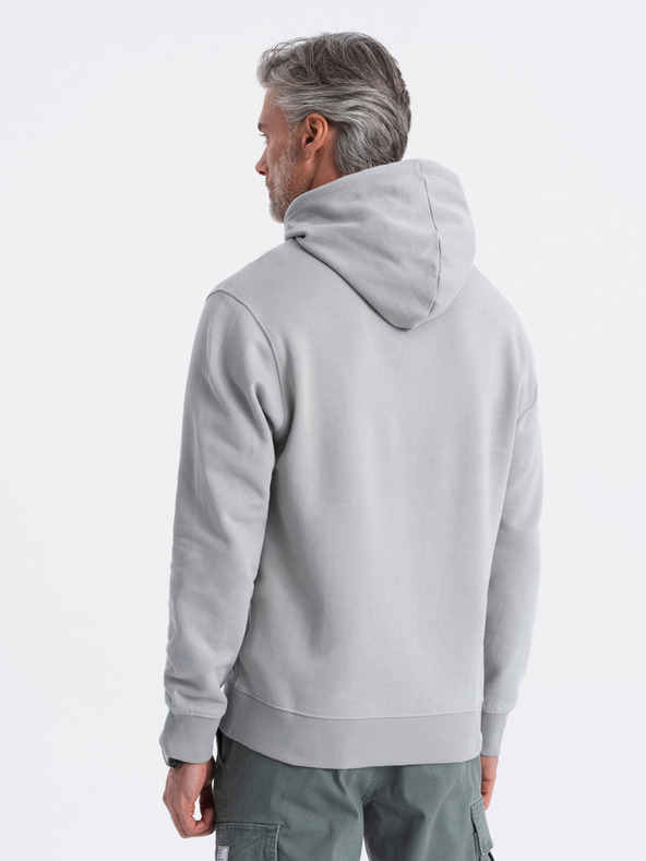 Ombre Clothing Siva moška jopa s kapuco, kenguru in kapuco Ombre Clothing