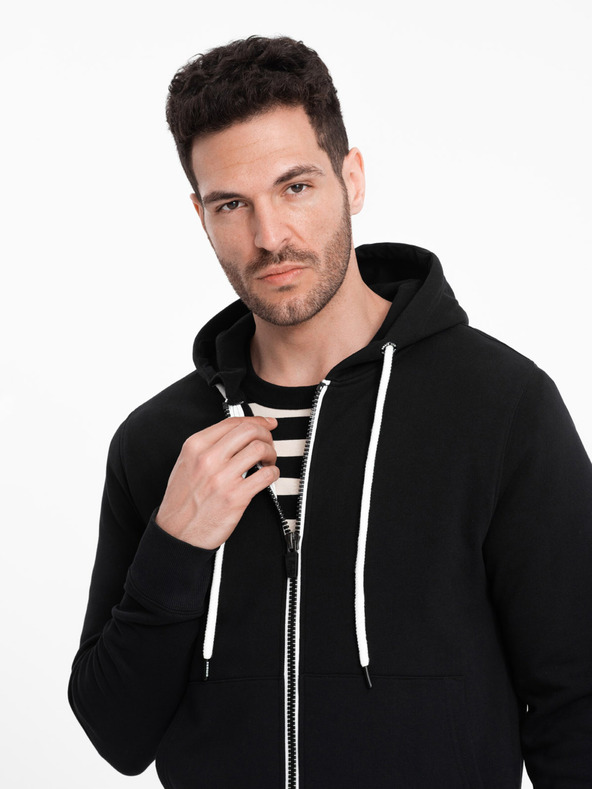 Ombre Clothing Črna moška osnovna kapuca z zadrgo Ombre Clothing