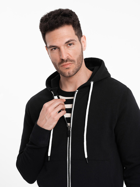 Ombre Clothing Črna moška osnovna kapuca z zadrgo Ombre Clothing