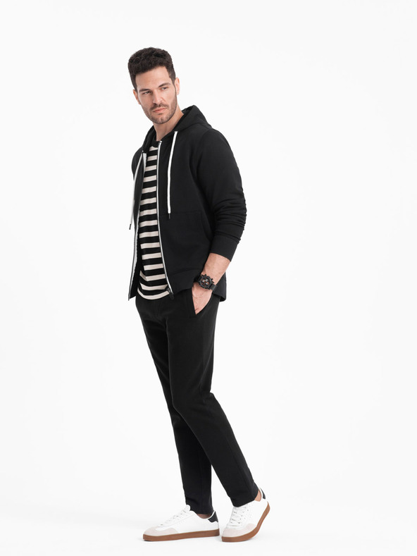 Ombre Clothing Črna moška osnovna kapuca z zadrgo Ombre Clothing