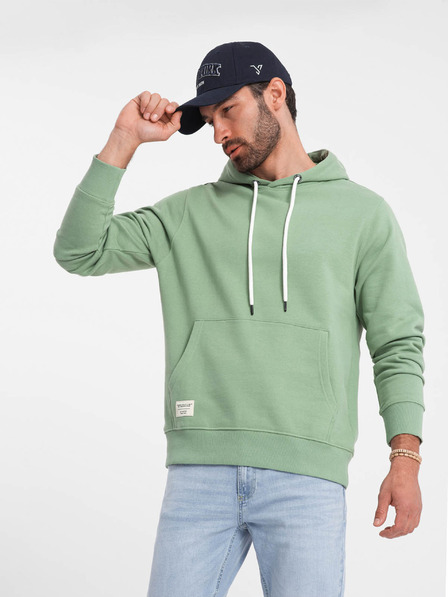 Ombre Clothing Zelena moška jopa s kapuco Ombre Clothing