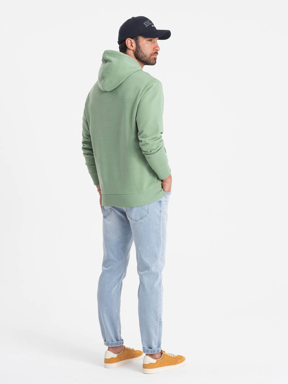 Ombre Clothing Zelena moška jopa s kapuco Ombre Clothing