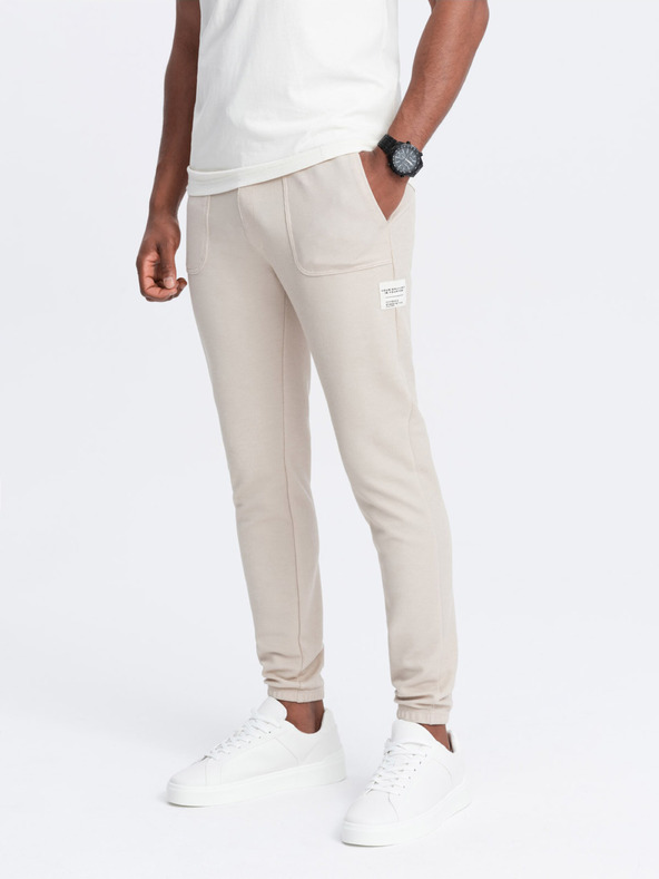 Ombre Clothing Moške bež trenirke Ombre oblačila