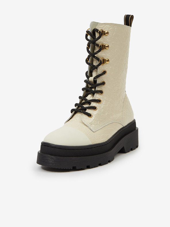 Scotch & Soda Kremasto usnje Scotch & Soda Aubri Mid Boot Off Wht Croco
