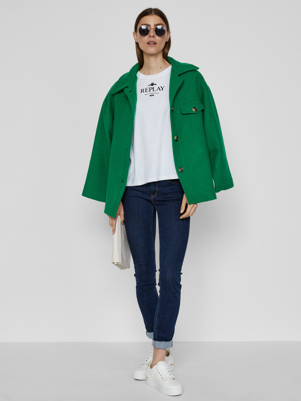 Replay Bela ženska majica s potiskom Replay