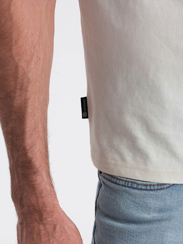 Ombre Clothing Kremasta moška majica z žepom Ombre Clothing