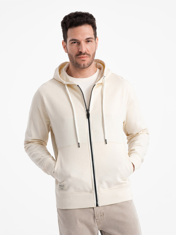 Ombre Clothing Kremasta moška osnovna kapuca z zadrgo Ombre Clothing