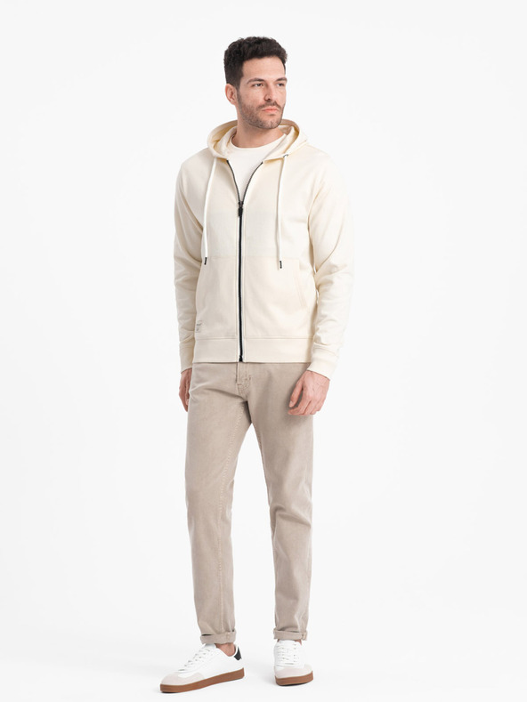 Ombre Clothing Kremasta moška osnovna kapuca z zadrgo Ombre Clothing