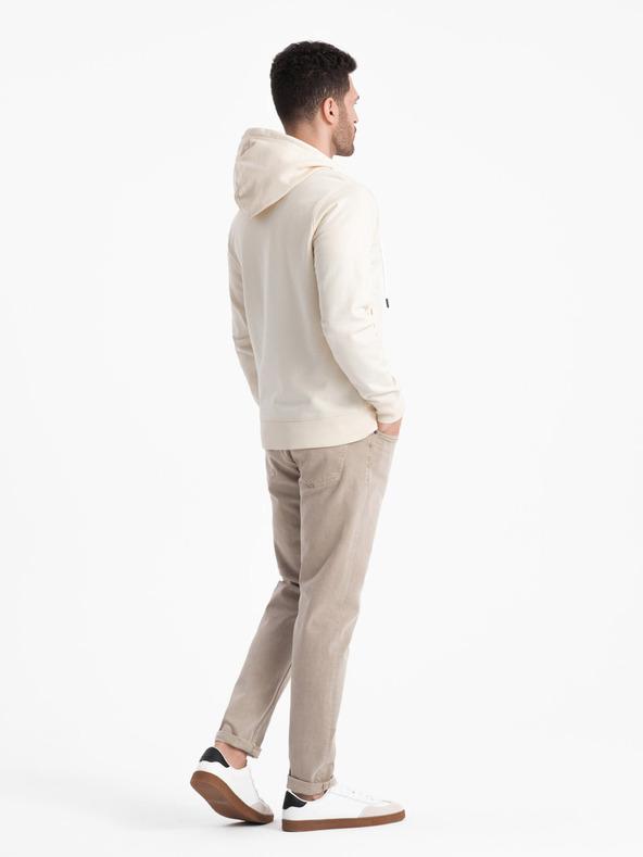 Ombre Clothing Kremasta moška osnovna kapuca z zadrgo Ombre Clothing