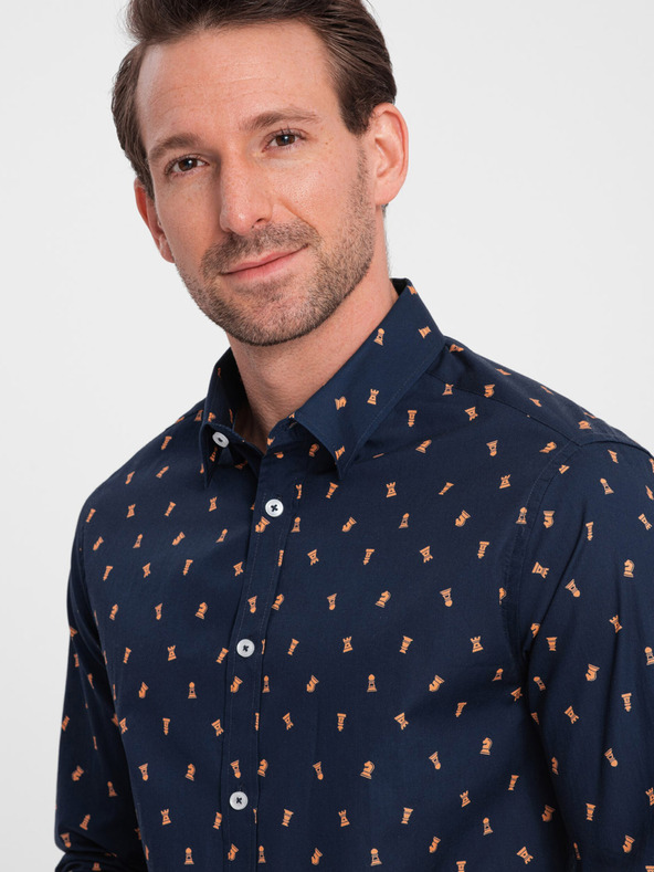 Ombre Clothing Modra moška srajca z vzorcem Ombre Clothing