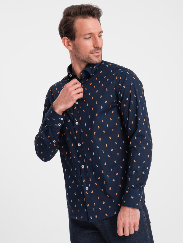 Ombre Clothing Modra moška srajca z vzorcem Ombre Clothing