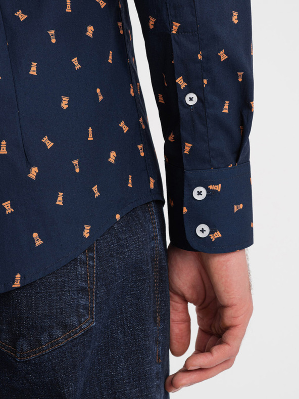 Ombre Clothing Modra moška srajca z vzorcem Ombre Clothing