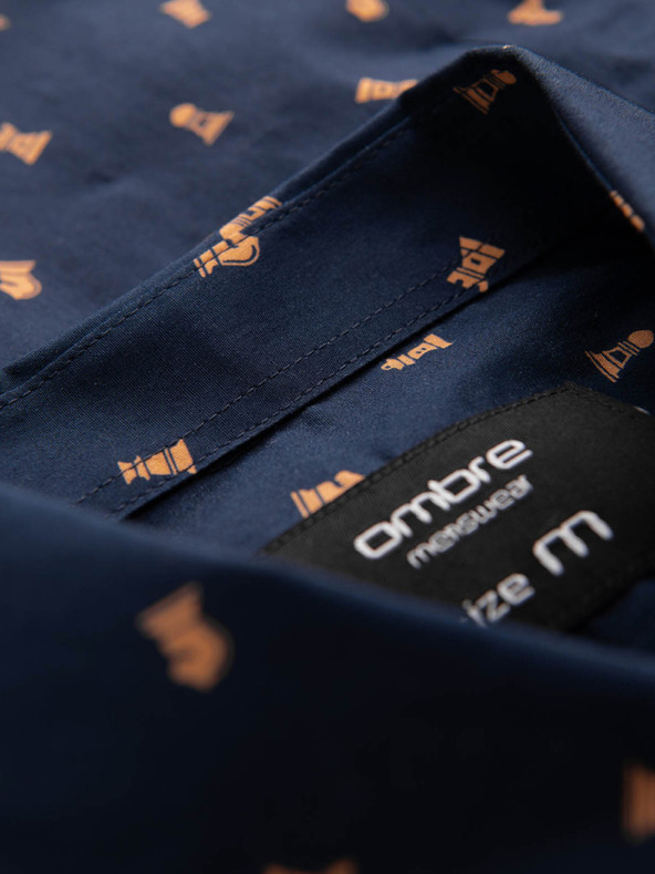 Ombre Clothing Modra moška srajca z vzorcem Ombre Clothing