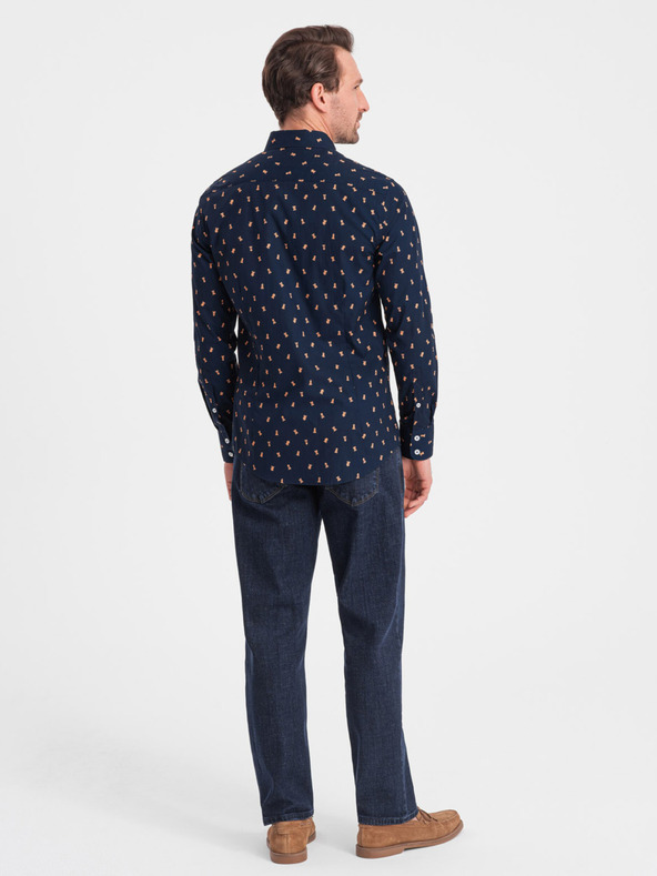 Ombre Clothing Modra moška srajca z vzorcem Ombre Clothing