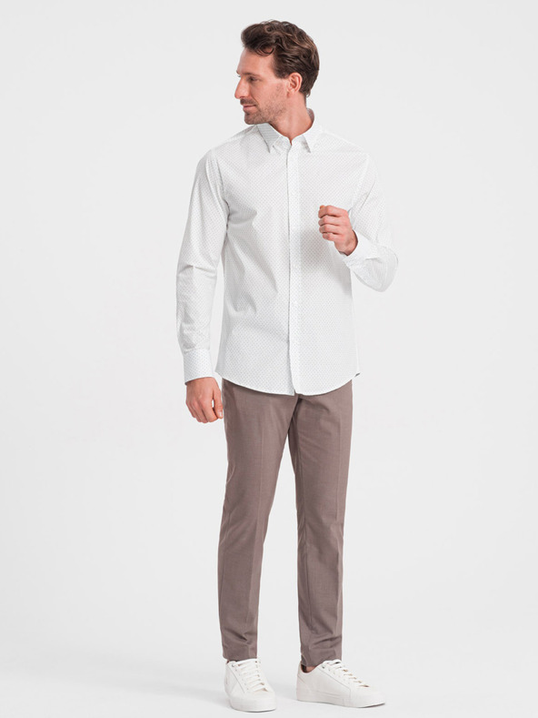 Ombre Clothing Bela moška bombažna srajca Ombre Clothing