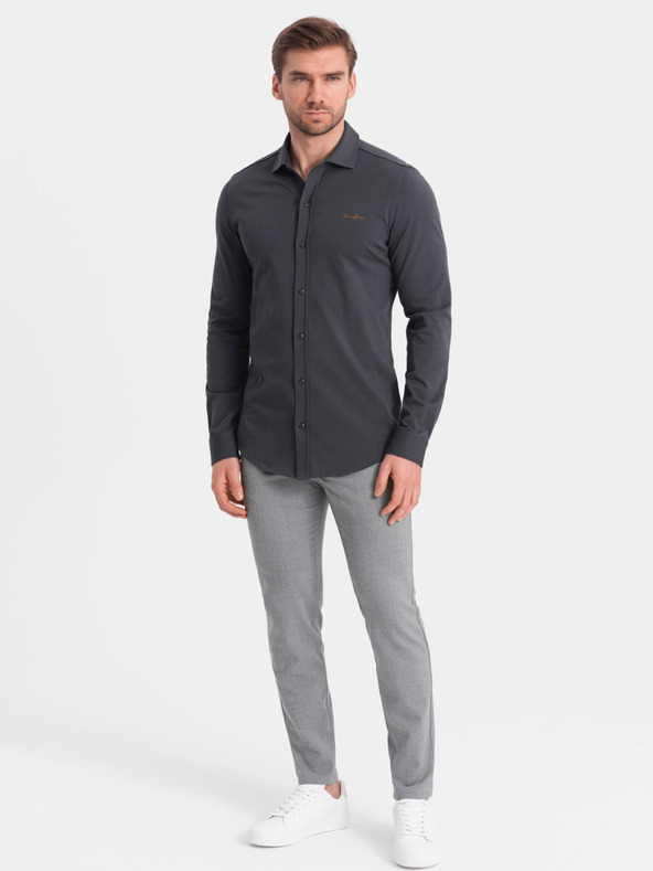 Ombre Clothing Siva moška majica iz žakarja Ombre Clothing