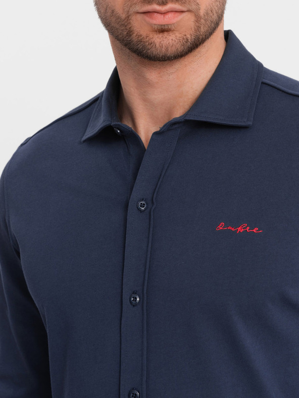 Ombre Clothing Modra moška srajca iz jerseya Ombre Clothing