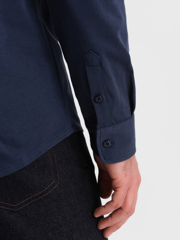 Ombre Clothing Modra moška srajca iz jerseya Ombre Clothing