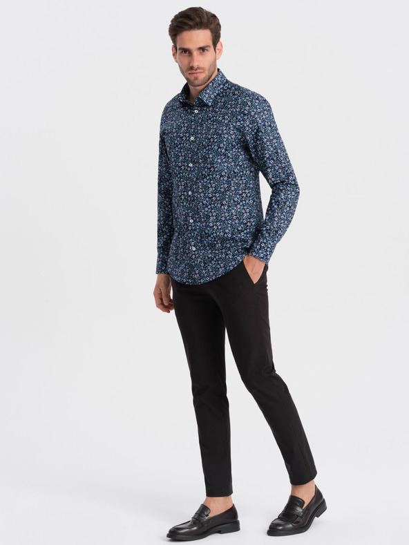 Ombre Clothing Modra moška srajca z vzorcem Ombre Clothing