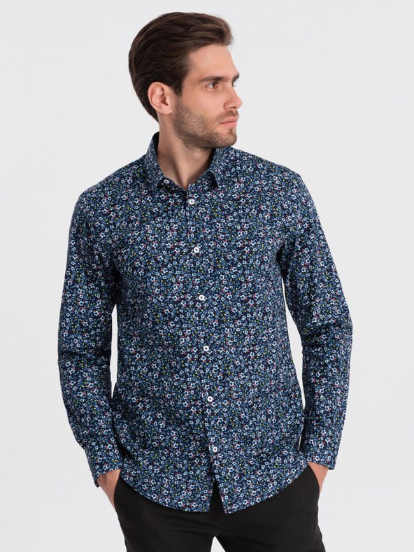 Ombre Clothing Modra moška srajca z vzorcem Ombre Clothing