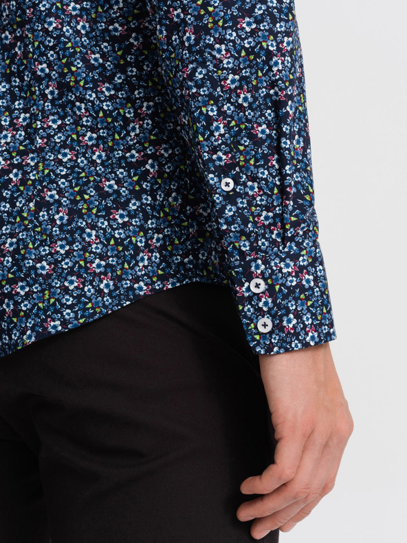 Ombre Clothing Modra moška srajca z vzorcem Ombre Clothing