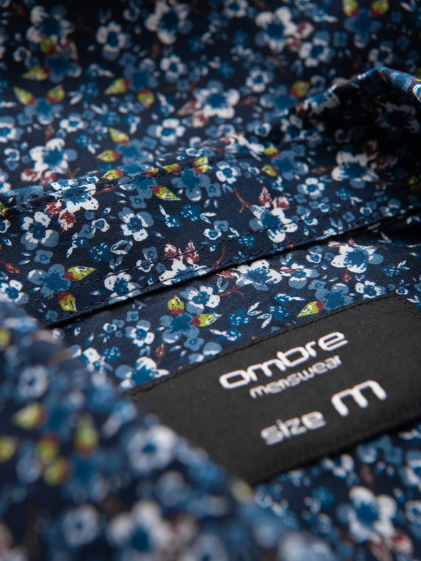 Ombre Clothing Modra moška srajca z vzorcem Ombre Clothing