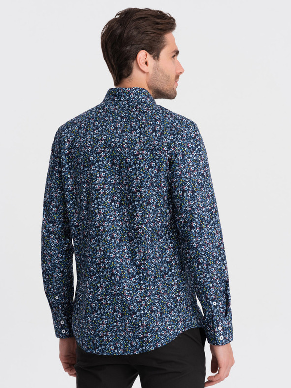 Ombre Clothing Modra moška srajca z vzorcem Ombre Clothing