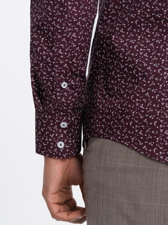 Ombre Clothing Moška srajca z vzorcem v bordo barvi Ombre Clothing