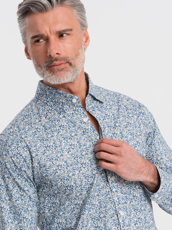 Ombre Clothing Modra moška srajca z vzorcem Ombre Clothing