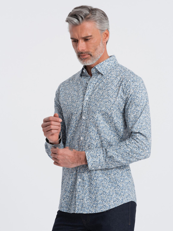 Ombre Clothing Modra moška srajca z vzorcem Ombre Clothing