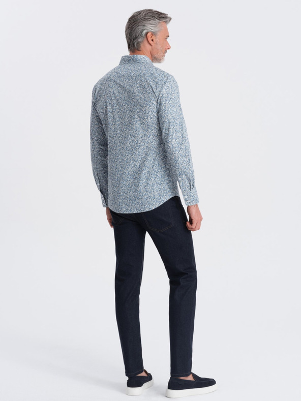 Ombre Clothing Modra moška srajca z vzorcem Ombre Clothing