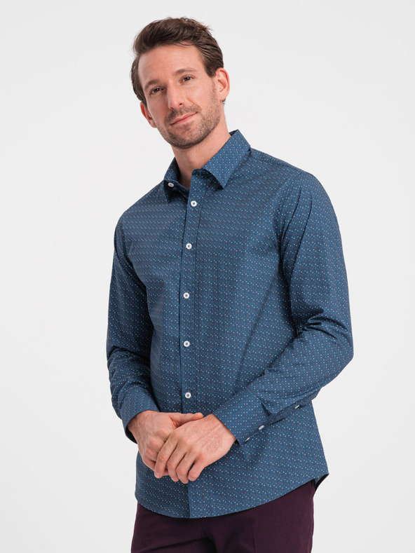 Ombre Clothing Modra moška srajca z vzorcem Ombre Clothing