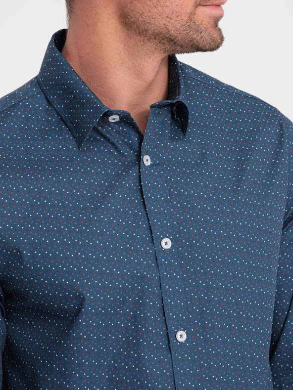 Ombre Clothing Modra moška srajca z vzorcem Ombre Clothing