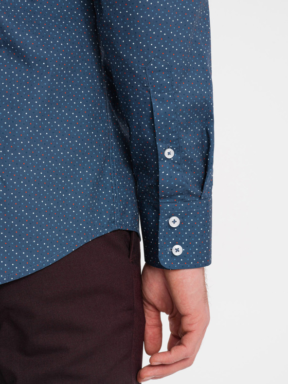 Ombre Clothing Modra moška srajca z vzorcem Ombre Clothing