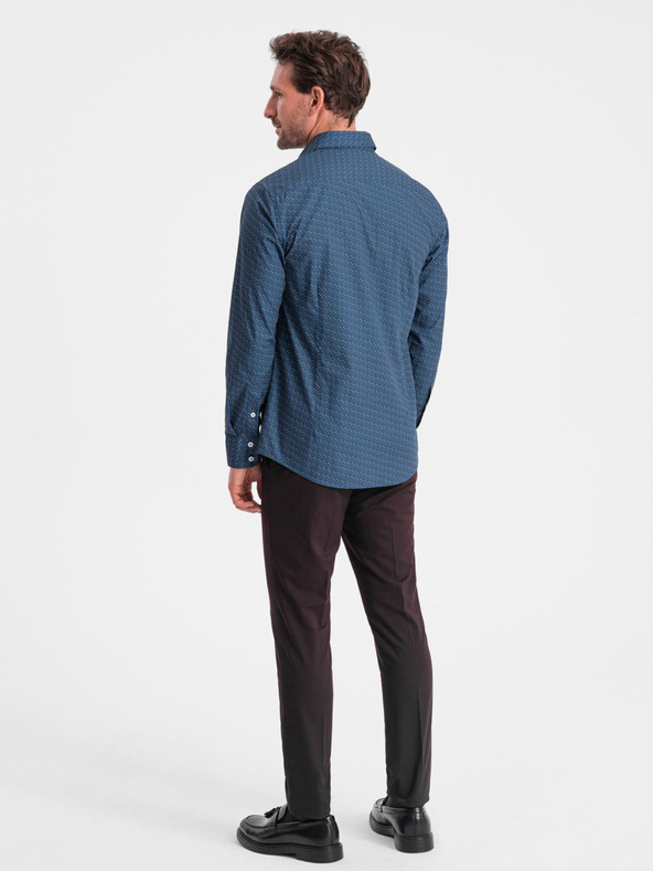 Ombre Clothing Modra moška srajca z vzorcem Ombre Clothing