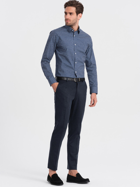 Ombre Clothing Modra moška srajca z vzorcem Ombre Clothing