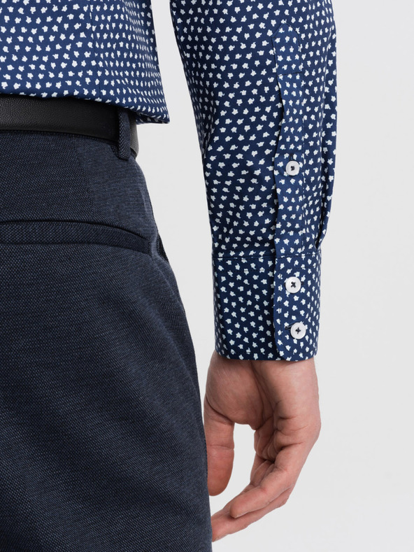 Ombre Clothing Modra moška srajca z vzorcem Ombre Clothing