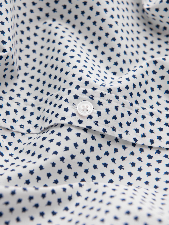 Ombre Clothing Bela vzorčasta moška srajca tankega kroja Ombre Clothing